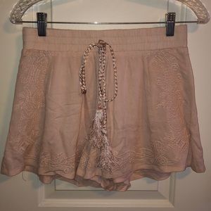 NWT Light Pink Flowy Shorts with Lace Design